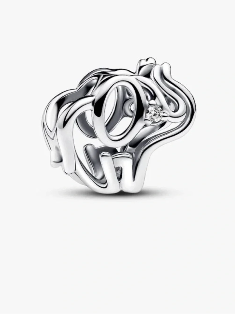Pandora Silver Elephant Brooch with Clear Stone Accent